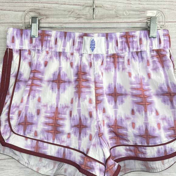 New Free People Movement Varsity Blues Printed Shorts Women's Size Large - Picture 6 of 11